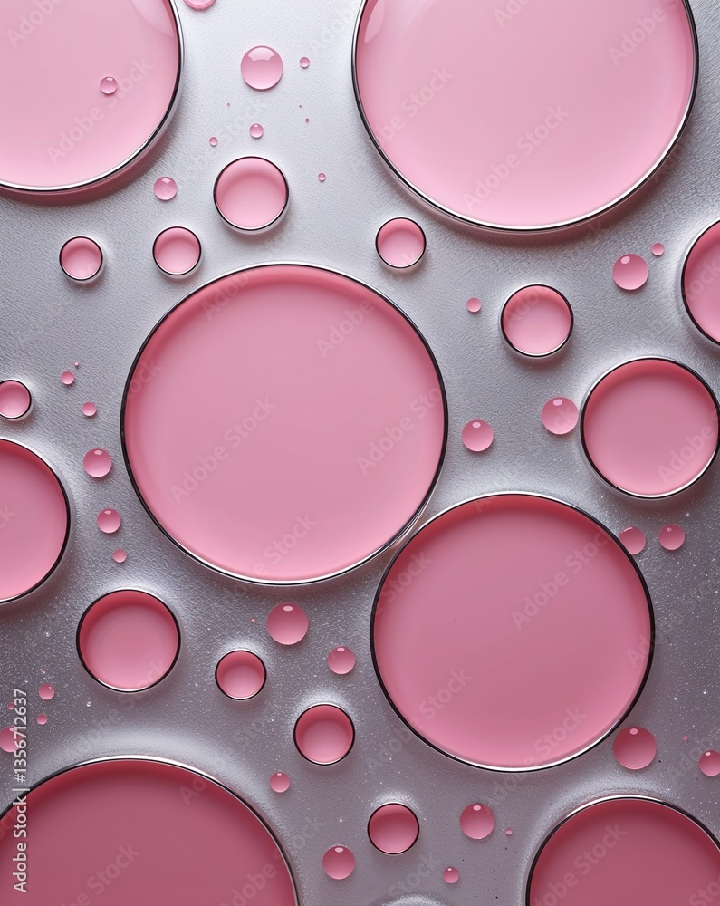 Aufkleber silver with pink transparent circular shapes layer abstract background for card or greeting template