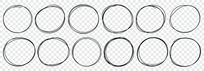 Hand drawn circle line sketch set. Vector circular scribble doodle round circles for message note mark design element. Doodle round circles for message note mark design element. Free pencil round line
