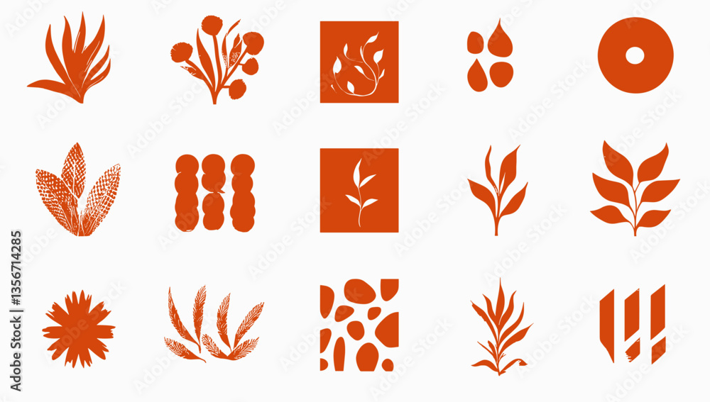 Poster botanical elements: a set of modern botanical elements for design with a modern touch, perfect for g