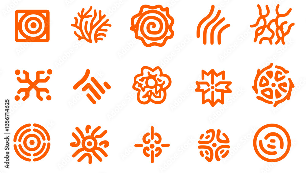 Poster geometric harmony: a collection of diverse geometric shapes and patterns in a clean, stylized compos