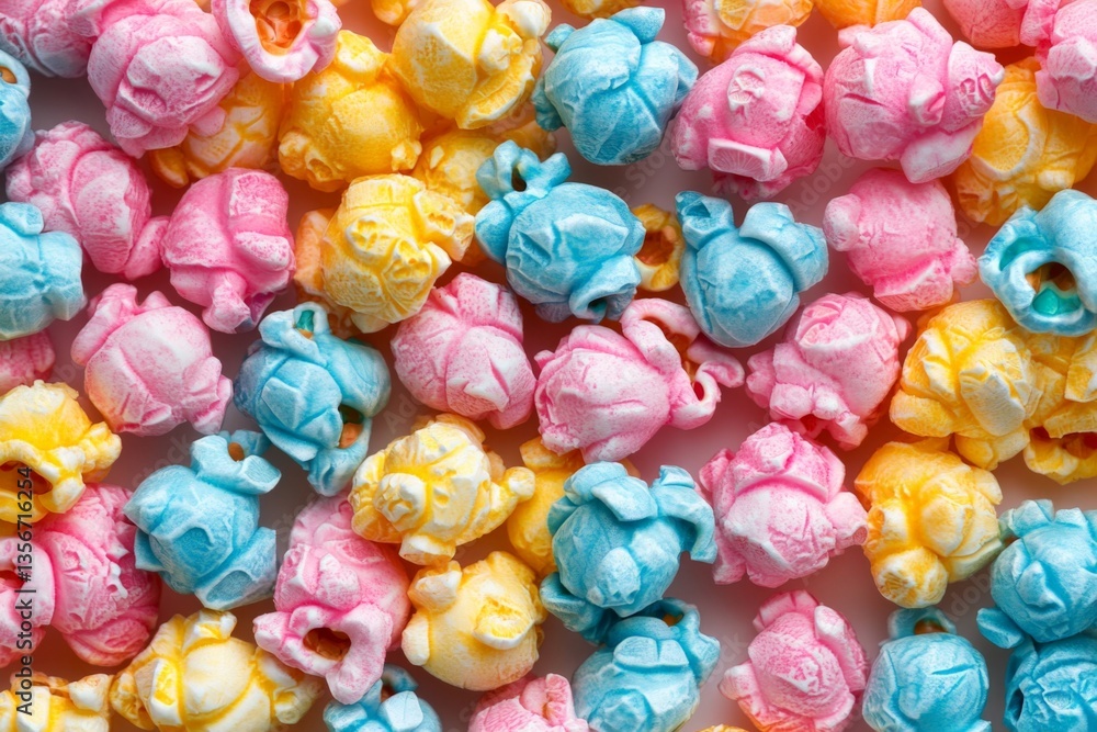 Aufkleber colorful popcorn shapes arranged in a playful and vibrant pattern, showcasing a variety of colors an