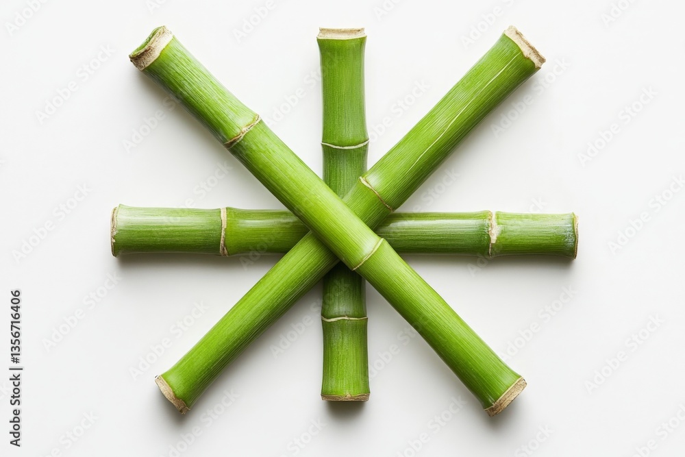 Aufkleber bamboo pieces arranged in a geometric pattern on a light background