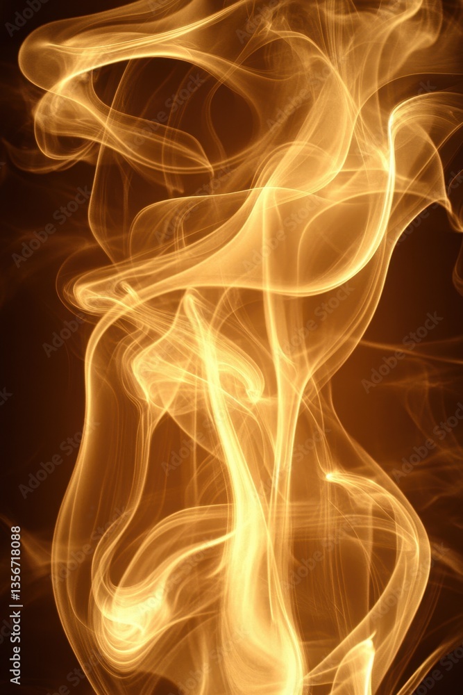 Poster ethereal golden smoke swirls against a dark backdrop creating a mesmerizing abstract design and a se