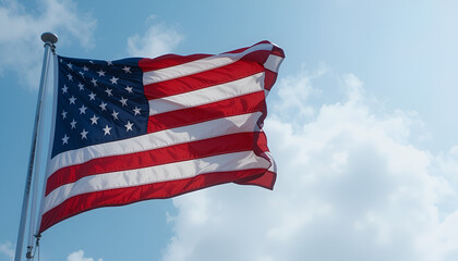 Obraz premium The US flag is fluttering.