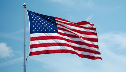 Obraz premium The US flag is fluttering.