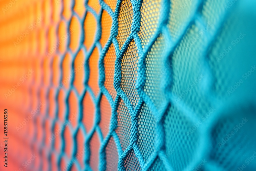 Poster Colorful mesh pattern against a vibrant background creates a striking visual effect in a creative setting
