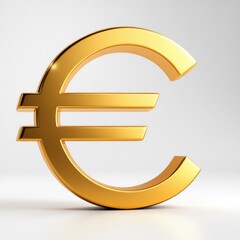 Obraz premium golden euro sign 3d render icon in cartoon plastic style minimal isolated on transparent white background, clipping path