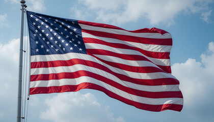 Fototapeta premium The US flag is fluttering.