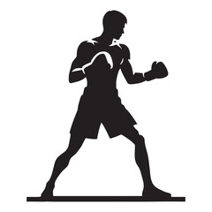 Adrenaline-Fueled Boxer silhouette, charging into the fight - Boxer illustration - Minimalist Boxer vector - Passion for the sport

