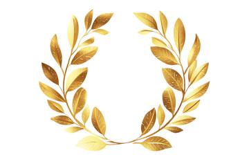 Obraz premium Golden Leaf Wreath On Transparent or white Background. Elegant Vector Design