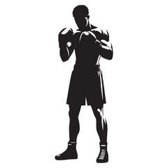 Swift Striker Boxer silhouette, showcasing the art of attack - Boxer illustration - Minimalist Boxer vector - Precision in motion

