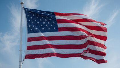 Obraz premium The US flag is fluttering.