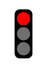 Traffic light icon isolated on white background. Traffic light illustration showing red light. Colored traffic light sign.