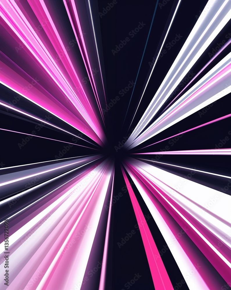 Poster white with pink light color rays spectrum in dark abstract background for card or greeting template 