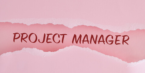 A pink background with the word project manager written in red