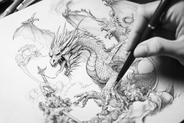 Outline a fantasy with dragons and warring kingdoms.