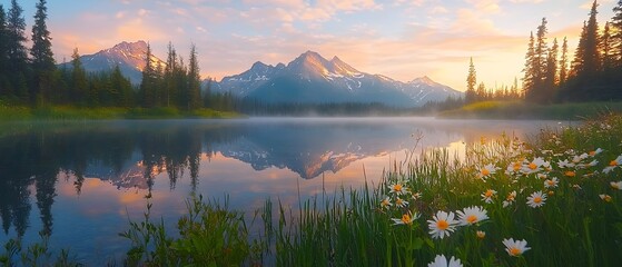 Abstract patterns of mountain reflection disturbed by gentle breeze on lake (Rippled Mirror)