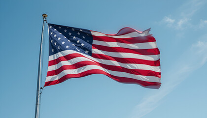 Obraz premium The US flag is fluttering.