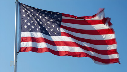 The US flag is fluttering.