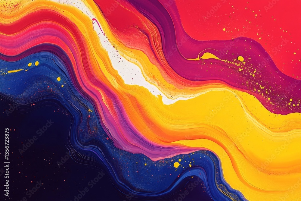 Aufkleber Striking abstract artwork displaying vibrant swirls of color with dynamic movement and bold contrasts on a canvas