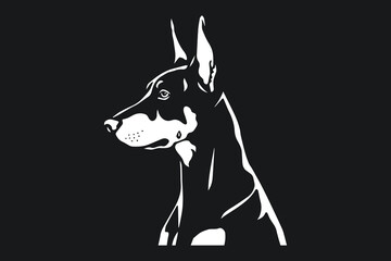 Doberman dog Black and White Vector