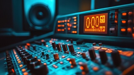 Live online radio studio with on air sign