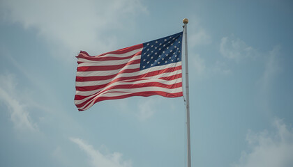 The US flag is fluttering.