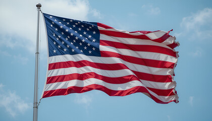 Obraz premium The US flag is fluttering.