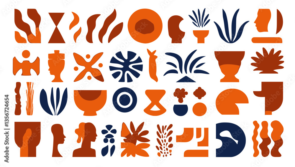 Poster abstract composition: a vibrant collection of abstract shapes and forms, playfully arranged in a vis