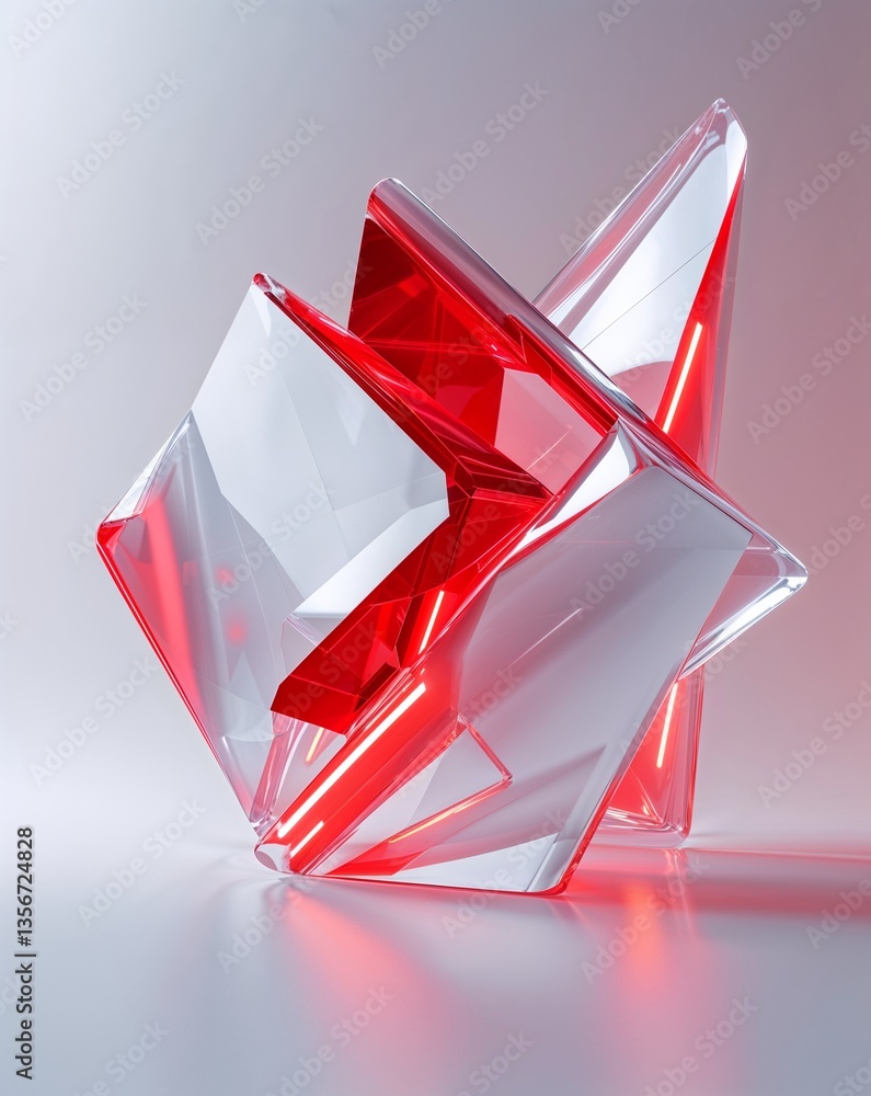 Poster white with red glowing hologram transparent tech abstract background for card or greeting template b