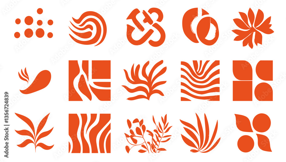 Poster abstract graphic set: a collection of orange graphic elements. use this versatile set to add a pop o