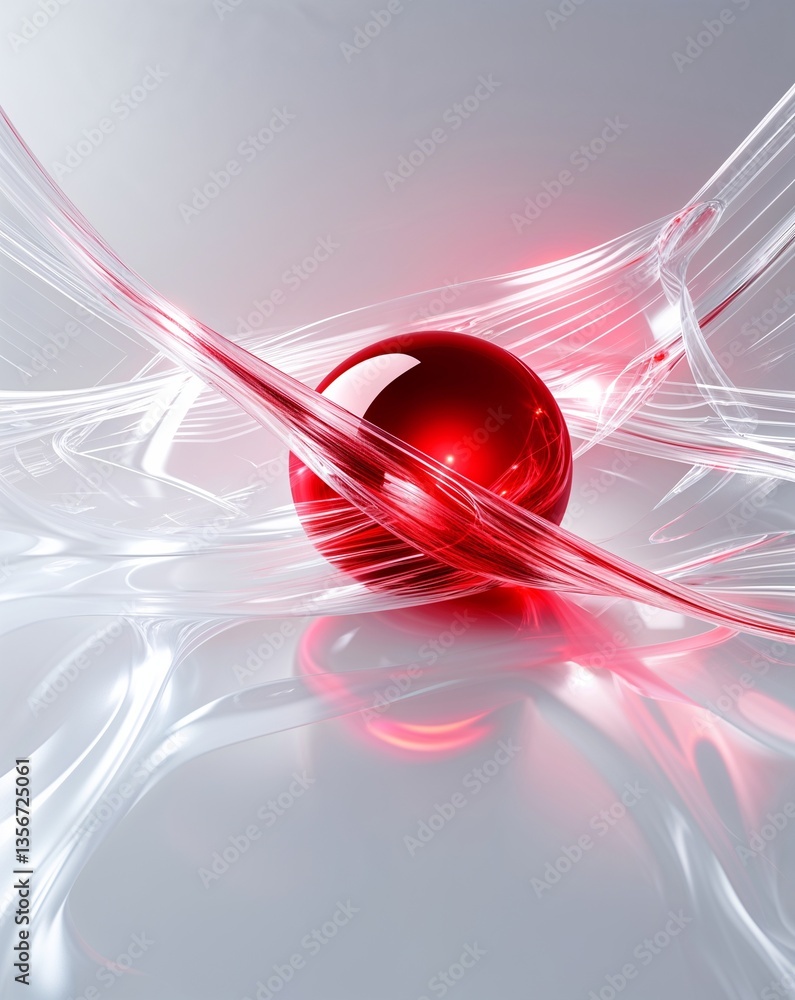 Poster white with red glowing hologram transparent tech abstract background for card or greeting template b