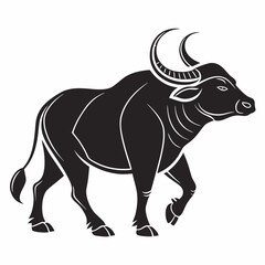 zebu black silhouette icon vector