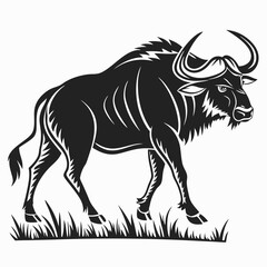 zebu black silhouette icon vector
