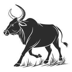zebu black silhouette icon vector