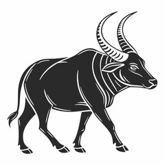 zebu black silhouette icon vector