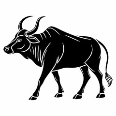 zebu black silhouette icon vector
