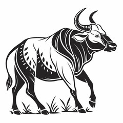 zebu black silhouette icon vector