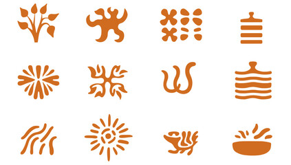 Abstract Design Elements: A collection of twelve unique, minimalist illustrations in warm, earthy tones, designed to be versatile and adaptable for various design projects.