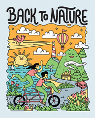 back to nature cute illustration