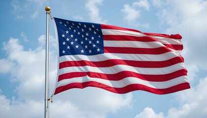 Obraz premium The US flag is fluttering.