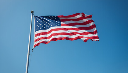 Fototapeta premium The US flag is fluttering.