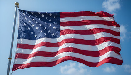 The US flag is fluttering.