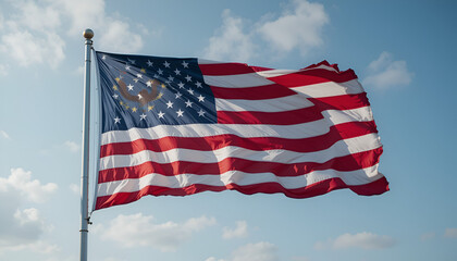 Naklejka premium The US flag is fluttering.