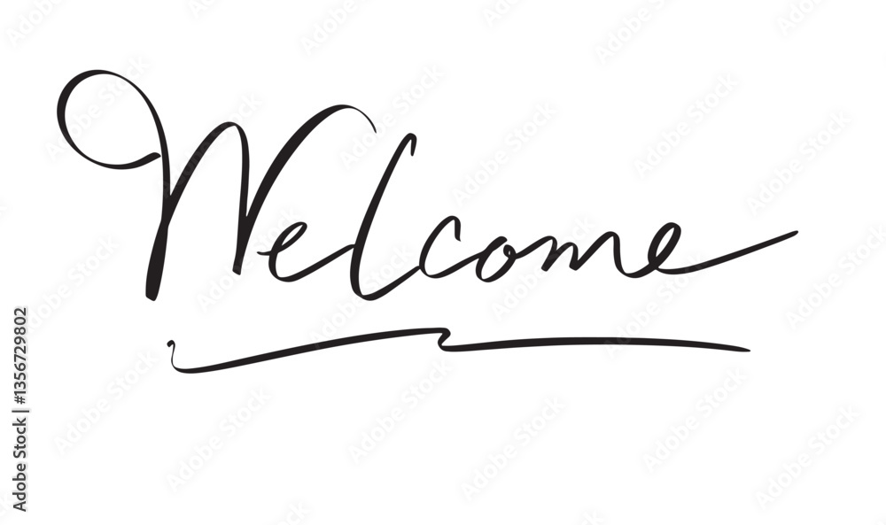 Poster welcome text font calligraphy hand written lettering script black color object icon message welcome 
