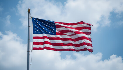 Fototapeta premium The US flag is fluttering.