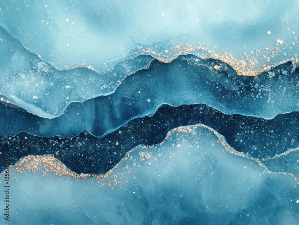 Poster abstract art with blue and gold layers creating a dynamic and elegant marble texture background for 