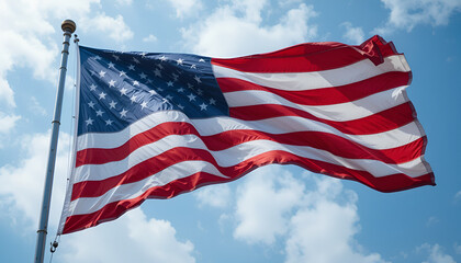 Obraz premium The US flag is fluttering.