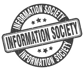 information society stamp. information society label. round grunge sign