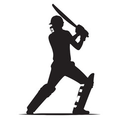 Obraz premium Under Pressure Cricketer silhouette, facing a crucial last-ball situation - Cricketer illustration - Minimalist Cricketer vector - Intense finale
